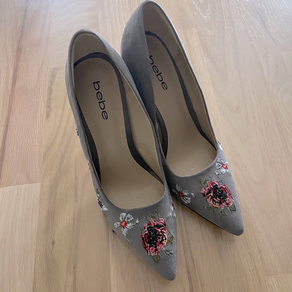 BEBE Gray Suede Pointed Heels size 8.5